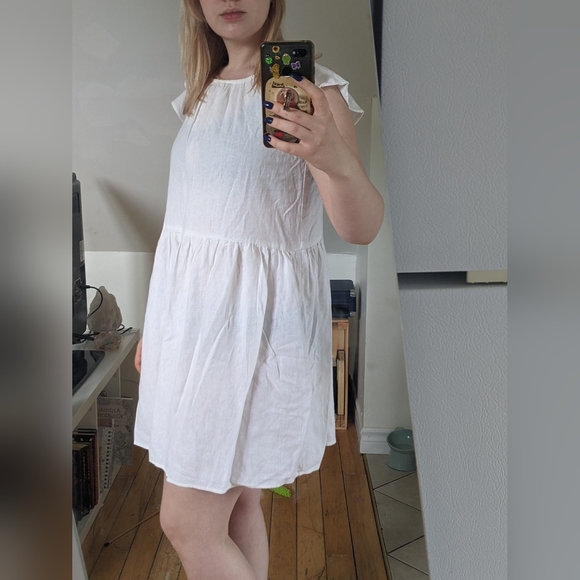 XS BANANA REPUBLIC White Linen Babydoll Dress - Picture 2 of 5